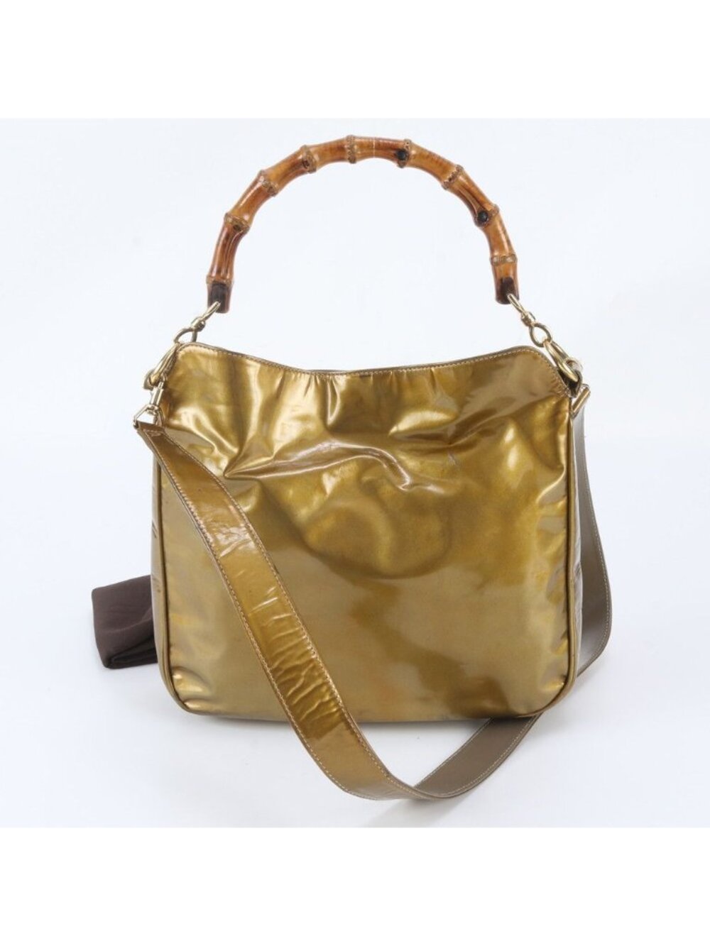 Gucci Vintage Bamboo Leather 2-Way Shoulder Bag Crossbody